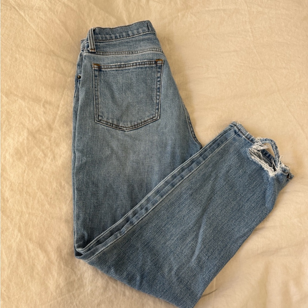 Abercrombie & Fitch Light Blue Distressed High Rise Jeans